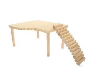 TEHAUX Plateforme Décorative pour Hamster Échelle Sécurisée en Bois Solide, Multifonction pour Cage, pour Grimper et Ronger, Adapté aux Souris et Oiseaux