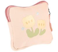 TEHAUX Pochette de Rangement Multifonction pour Serviettes Hygiéniques et Tampons Paquet Carré à Fleurs en Matériau Sûr Petite Taille Compacte Rose Tulipe Étui Portable pour Monnaie