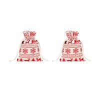 TEHAUX Portable et Attrayant à Cordon de Noël en Tissu Rouges 10 Paquet pour Rangement de Présents Lot de 10 Pièces pour Fêtes et Célébrations