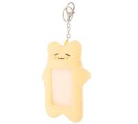 TEHAUX Porte-Carte D'identité en Peluche Douce Jaune Motif Chat et Lapin, Protège-Cartes Transparent Porte-clés Suspendu, Pochette Compacte pour Carte de Bus et Badge, Accessoire