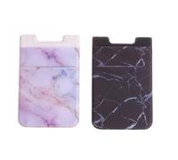 TEHAUX Porte-Cartes Lot de 2 Pièces Adhésif pour Téléphone Portable en Marbre Rose Support Réutilisable et Argenté Liquide Colle Résistante pour Cartes de Crédit