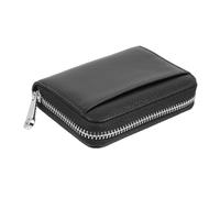 TEHAUX Porte-Cartes Noir en Cuir de Vachette Pochette à Cartes Multi-Fonctions Grosse Capacité Paquet pour Carte D'identité et Porte-Monnaie Compact Étui Extérieur Pratique pour Femme