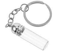 TEHAUX Porte-Clés Bouteille en Verre Transparent 35X11 MM Anneau Métallique Étanche Porte-Clés Paquet à Dos et Paquet à Main Décoration à Suspendre pour Huiles Essentielles et Parfums