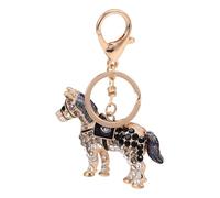 TEHAUX Porte-clés Cheval Étincelant en Alliage de Zinc avec Cristaux, Pendentif Paquet à Main Décoratif Noir, Accessoire Multifonction pour Clés et Paquet