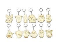 TEHAUX Porte-clés en Bois en Forme D'animaux Lot de 12 Pièces Porte-clés Créatif Fait à La Main pour Adultes Garçons Et Filles