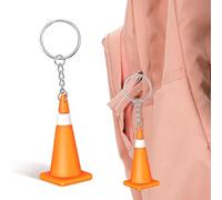 TEHAUX Porte-clés Mignon Cône de Signalisation Orange en Pvc Solide, Breloque Fantaisie Compacte pour Paquet à Dos, Présent Original pour Fête sur Chantier, Accessoire Amusant Unisexe