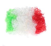 TEHAUX Postiche de Costume de Clown Drapeau Italien en Polyester, Taille Unique, Cheveux Synthétiques Colorés aux Trois Couleurs, Postiche de Supporter de Football pour Fête Carnaval