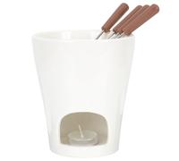 TEHAUX Pot à Fondue Céramique Multifonction pour Fondue Au Beurre et Chocolat Au Bain- pour Fromage Bougies Set Pratique et Facile à Ranger