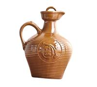 TEHAUX Pot à Vin Céramique Naturelle Multifonction avec Poignée Portable Carafe avec Bec Verseur Effilé pour Maison Design Relief et Isolation Thermique