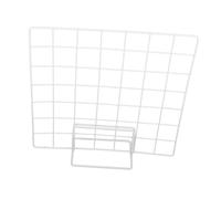 TEHAUX Présentoirs Métalliques Blancs 35x35 Cm Base Petite Blanche 2 Pièces, Support D’Exposition en Grille pour Comptoir, Étagère D’Exposition Polyvalente pour Photos, Bijoux