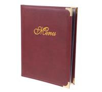TEHAUX Protège-menu en Cuir Pu Rouge pour Restaurant Coins Arrondis, Design Classique et Pages Intérieures Coulissantes, pour Comptoir et Réception