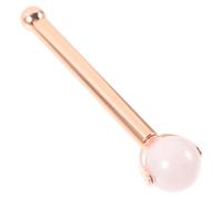 TEHAUX Rouleau de Massage Facial en Jade Rose Manche Métallique Outil Manuel Arrondi pour Visage Stimule Circulation Sanguine et Éclat Peau Soin Apaisant pour Routine Beauté