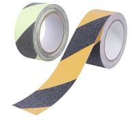 TEHAUX Ruban Adhésif Antidérapant PVC 2 Pcs 5 CM X 5 M Noir-Vert Fluorescent et Noir-Jaune Rayé Bande de Sécurité pour Marches et Salle de Bain Autocollant de Sol Résistant à L’Usure