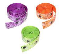 TEHAUX Rubans Décoratifs Halloween Toile d'Araignée 3 Rouleaux 45 M Polyester Orange Vert Violet Rubans d'Emballage et Loisirs Créatifs Décorations de Table et Maison Hantée