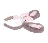 TEHAUX Serrage- Oreilles de Lapin en Peluche Grise et Rose Clair Noeud Rose Pâle Bandeau Doux pour Filles Accessoire de Fête Pâques et Cosplay Présent Original pour Événement Festif