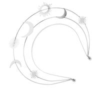 TEHAUX Serrage-Tête Argenté Lune et Étoiles à Cinq Branches Diadème de Déesse Fait Main Accessoire de Tête pour Cosplay et Fêtes Bandeau Trois Couches pour Anniversaire et Bal