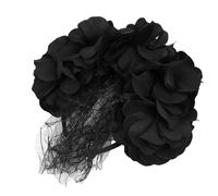 TEHAUX Serrage-tête Noir en Maille Polyester Couronne de Fleurs Artificielles, Facile à Porter, pour Décoration Halloween et Costume Floral