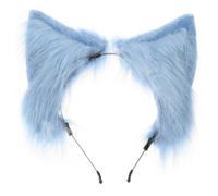 TEHAUX Serrage-tête Oreilles D'animaux en Fourrure Bleu Confortable et Ajusté, Bandeau Oreilles de Chat Mignon pour Cosplay et Port Quotidien