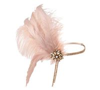 TEHAUX Serrage-Tête Plume Rose Pâle Bandeau Années 1920 pour Femmes Accessoire Cheveux Vintage pour Mariée et Soirée Décoration Élégante et Légère Accessoires des Années Folles