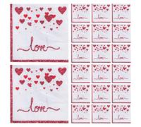 TEHAUX Serviettes en Papier Décoratives Love Impression Cœur Rouge, 20pcs, Forte Absorption, pour Mariage et Fête Saint-valentin