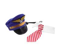 TEHAUX Set Costume Pilote pour Animal avec Chapeau Brodé et Nœud Accessoire Léger et Confortable pour Chien et Chat Déguisement pour Cosplay et Fêtes Halloween ou Noël