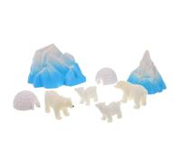 TEHAUX Set de 8 Figurines Miniatures en Résine d'animaux Polaires Igloo Réaliste, Décoration Polyvalente pour Paysage Micro et Jouets Sensoriels d'hiver