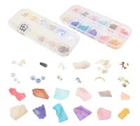 TEHAUX Set de Décoration D'ongles en Coquillage Naturel 2 Ensembles, Accessoires pour Nail Art Brillants en Coquille D'ormeau Boîte de Rangement, pour Sortir