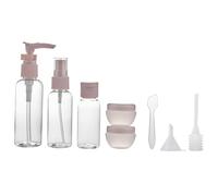 TEHAUX Set de Flacons de Maquillage de Voyage Bouteilles Rechargeables en Plastique Rose Lot de 8 avec Pipette, Entonnoir et Bâton, Étanches Voyage Quotidien