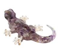 TEHAUX Statue Gecko en Cristal et Résine pour Décoration Élégante | Figurine pour Collectionneurs, Finition Pourpre Transparente, Base Lisse Stable, Décor de Salon ou Coin Contemplatif