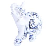 TEHAUX Statuette Éléphant en Résine Bleu et Blanc, Décoration Maison Élégante