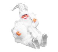 TEHAUX Statuette Père Noël en Résine Blanche, Décor de Noël Créatif