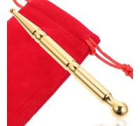 TEHAUX Stylo d'Acupuncture Jaune en Métal Bâton de Massage Manuel Compact pour Points d'Acupression du Visage Corps Outil de Massage des Points d'Acupuncture Stimulation Circulatoire