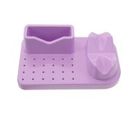 TEHAUX Support D’outils pour Manucure, 24 Trous, Plastique Pourpre | Rangement à Fentes Ouvertes, Base Antidérapante Élargie, Crochets Latéraux, Compartiment Intégré