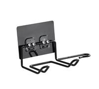 TEHAUX Support Mural Adhésif pour Salle de Bain en Acier Inoxydable Noir et Transparent 2 Pièces Double Crochet Rangement Pratique pour Sèche-Cheveux Installation sans Perçage sur