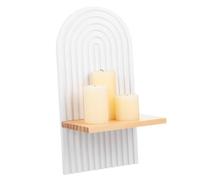 TEHAUX Support Mural Flottant Porte-Bougie en Bois Blanc Style Rustique