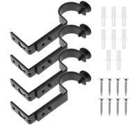 TEHAUX Supports de Tringle à Rideaux réglables, Supports de tringles à Rideaux muraux, métal Noir, Lot de 4 pièces, réglables et faciles à Installer pour Fixation Murale au Salon