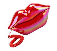 TEHAUX Téléphone Fixe Créatif à Lèvres Rouges en Matière Plastique Rouge, Design Original Filaire, Décoration Intérieure pour Bureau et Maison, Accessoire Décoratif Unique