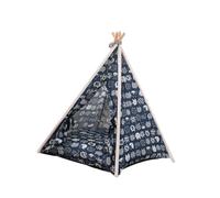 TEHAUX Tente pour Animaux de Compagnie Lit Confortable et Sécurisé Teepee en Lin et Bois pour Lavable et Facile à Nettoyer pour Chien et Chat, Usage Intérieur et Extérieur