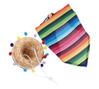 TEHAUX Tenue d'oie Mexicaine en Polyester Chapeau de Paille et Bandana à Motif, Design Élégant Facile à Porter pour Célébrations et Changements Rapides