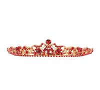 TEHAUX Tiare Rouge en Alliage Orné de Strass Rouges Scintillants, Serrage-Tête Flexible pour Mariée, Accessoire de Tête Élégant pour Mariage, Enterrement de Vie de Jeune Fille et