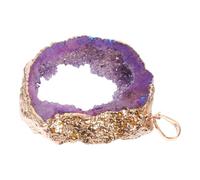 TEHAUX Tranche D'agate Naturelle pour Pendentif Diy, Accessoire Décoratif en Agate pour Projet Créatif, Bordure Plaquée Or, Couleur Pourpre Élégante et Toucher Confortable