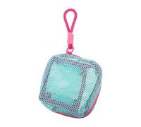 TEHAUX Trousse de Maquillage en Maille Turquoise Multifonctionnelle avec Fermeture Éclair, Pochette Carrée en Tissu Filet pour Rangement de Câbles, Bureau Voyages