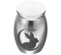 TEHAUX Urne Funéraire en Acier Inoxydable Forme Lapin Couvercle Étanche, Petite Urne Commémorative pour Cendres d'animaux de Compagnie, Stockage Paquet Souvenir