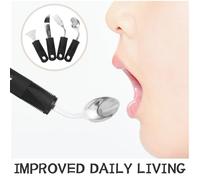 TEHAUX Ustensiles Adaptés pour Repas Assistés Cuillères et Fourchettes Anti-tremblements Manches Caoutchouc Ergonomiques Acier Inoxydable Usage Domicile et Établissements de Soin