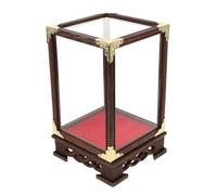 TEHAUX Vitrine Transparente Bois Rouge avec Angles Renforcés Boîte Exposition pour Collections Figurines Statues et Objets Décoratifs Protection Anti-poussière Élégante