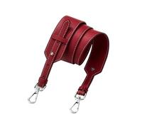 TEHDFG Bandoulière Large et Tendance en Cuir Souple, bandoulière Universelle réglable for Le Remplacement et la Transformation d'un Sac Messager(Red Silver Buckle)