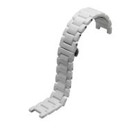 TEHDFG Bracelet de Montre en céramique Notch 16-10 mm, 20-11 mm, 20-12 mm, Compatible avec Les Montres-Bracelets GC for Femmes et Hommes, avec Barre à vis et Boucle Papillon(White,20-12mm)