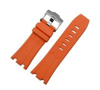 TEHDFG Bracelet de Montre en Silicone Compatible avec AP Audemars et Piguet, Bracelet de Montre en Caoutchouc Royal Oak Offshore 26400, étanche et résistant à la Transpiration, 28(Orange-Silver)