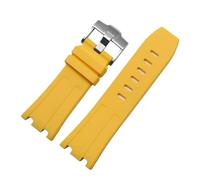 TEHDFG Bracelet de Montre en Silicone Compatible avec AP Audemars et Piguet, Bracelet de Montre en Caoutchouc Royal Oak Offshore 26400, étanche et résistant à la Transpiration, 28(Yellow-Silver)