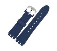 TEHDFG Bracelet en Caoutchouc Silicone 23 mm Compatible avec Les Montres Swatch YOS440 449 401G 447 448 Irony, Bracelet Sport étanche, Noir et Bleu(Blue-Silver)